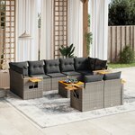 vidaXL Salon de jardin avec coussins 10 Pièces gris résine tressée