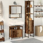 vidaXL Meuble sous-vasque de salle de bain avec lavabo intégré en vieux bois en bois d'ingénierie