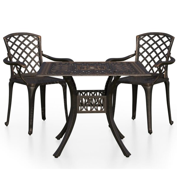 Ensemble de bistro jardin meuble extérieur terrasse 3 pièces aluminium coulé bronze 02_0013505