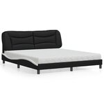 vidaXL Lit avec matelas noir et blanc 180x200 cm similicuir