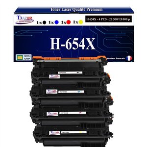 T3AZUR - 4x Toners compatibles avec HP CF330X  CF331X  CF332X  CF333X  654X compatible avec HP