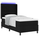 Lit avec sommier et matelas LED vidaXL Noir 90x200 cm Tissu