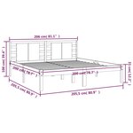 vidaXL Cadre de lit sans matelas gris 200x200 cm bois massif de pin
