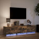 vidaXL Meuble TV avec LED chêne fumé 165x34x40 cm bois d'ingénierie