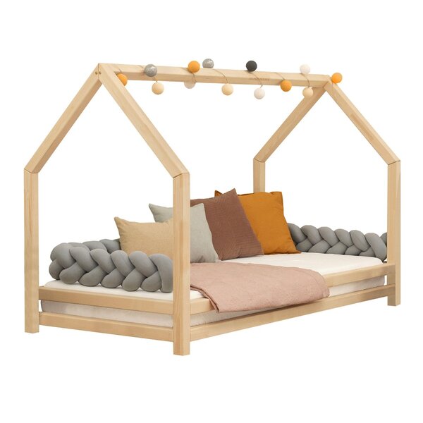 Lit cabane enfant FUNNY 120 x 200 bois naturel