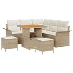 Ensemble de Canapé de Jardin 8 Pièces avec Coussins Beige en Rattan