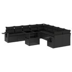 vidaXL Salon de jardin 11 Pièces avec coussins noir résine tressée