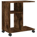 vidaXL Table d'appoint avec roues chêne fumé bois d'ingénierie