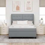 Lit Box Spring vidaXL avec Matelas - Gris clair  140x200 cm  Tissu