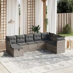 vidaXL Salon de jardin 8 Pièces avec coussins gris clair résine tressée