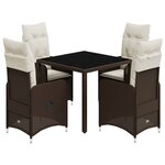 vidaXL Ensemble de bistro de jardin 5 Pièces coussins marron poly rotin