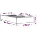 vidaXL Cadre de lit chêne fumé 75x190 cm bois d'ingénierie et métal