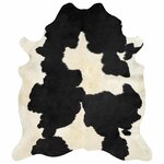 vidaXL Tapis en peau de vache véritable noir et blanc 180x220 cm