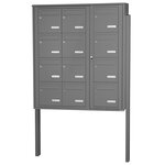 Bloc collectif Leabox  3x4  grade 3  simple face  extérieur  fixation sur pieds à sceller  gris poussière ral 7037 finition brillante