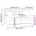 vidaXL Canapé 2 places avec oreillers gris 120 cm similicuir