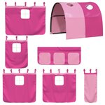 vidaXL Lit mezzanine enfants avec tunnel rose 90x200cm bois pin massif