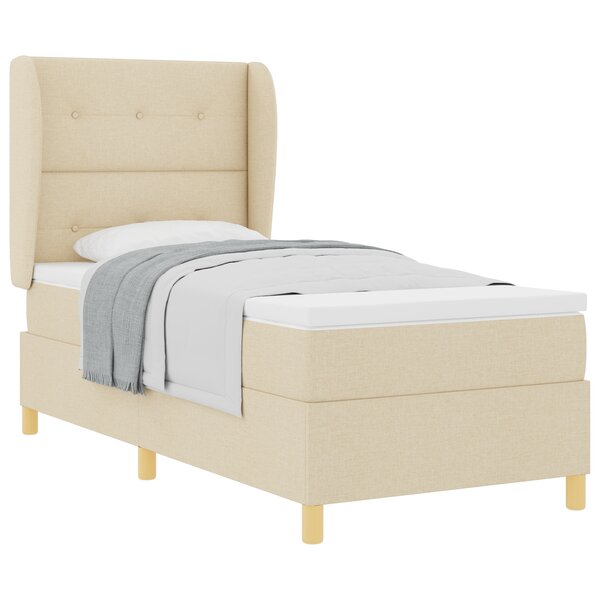 Lit Box Spring vidaXL avec Matelas Crème 90x200 cm Tissu