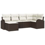 vidaXL Set de Canapé de Jardin 6 Pièces avec Coussins Marron Poly Rattan