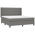 vidaXL Sommier à lattes de lit matelas LED Gris foncé 180x200 cm Tissu