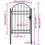 vidaXL Portail de jardin avec dessus arqué Acier 1 x 1 5 m Noir