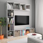 vidaXL Jeu de bibliothèque/meuble TV 3 Pièces Gris béton 180x30x180 cm