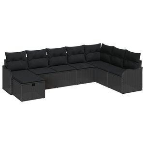 Set de Canapés de Jardin vidaXL 8 Pièces avec Coussins Rotin Poly Noir