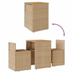 vidaXL Ensemble de bistro 3 Pièces avec coussins beige résine tressée