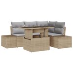 vidaXL Ensemble de 5 Pièces de Canapés de Jardin avec Coussins Beige en Rotin Synthétique