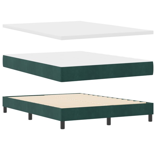 Lit à ressorts vidaXL avec matelas Vert foncé 140x190 cm Velours
