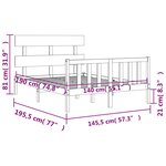 vidaXL Cadre de lit avec tête de lit 140x190 cm bois massif
