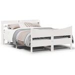 vidaXL Cadre de lit avec tête de lit blanc 120x200 cm bois pin massif