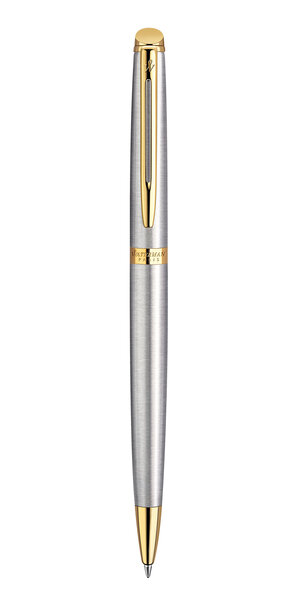 Waterman hemisphere stylo bille  acier inoxydable  recharge bleue pointe moyenne  coffret cadeau