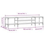 vidaXL Meuble TV chêne marron 201x35x45 cm bois d'ingénierie et fer