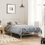 vidaXL Cadre de lit métal sans matelas et pied de lit blanc 100x190 cm