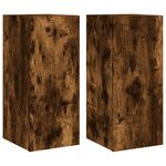 vidaXL Meubles TV muraux et lumières LED 2Pièces chêne fumé 30 5x35x70 cm
