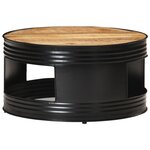 vidaXL Table basse Noir 68x68x36 cm Bois massif de manguier brut