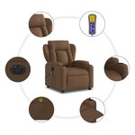 vidaXL Fauteuil inclinable de massage électrique marron tissu