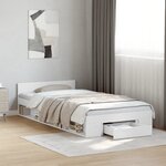 vidaXL Cadre de lit avec tiroir sans matelas blanc 75x190 cm