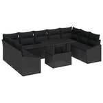 vidaXL Ensemble de salon de jardin 10 pièces avec coussins Noir Poly Rattan