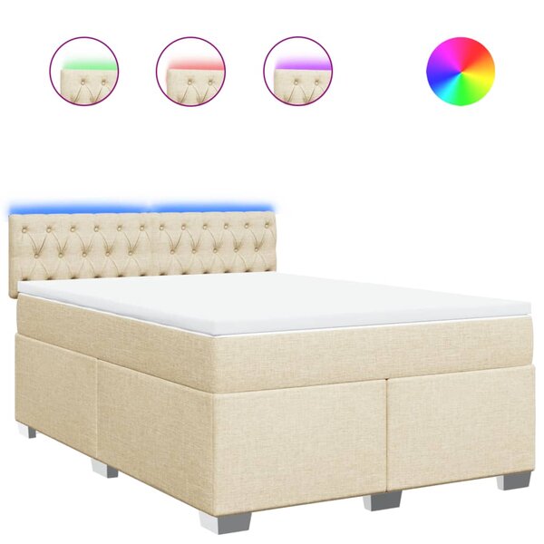 vidaXL Sommier à lattes de lit avec matelas Crème 140x200 cm Tissu