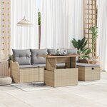 Ensemble de canapés de jardin 6 pièces avec coussins Beige Poly Rattan