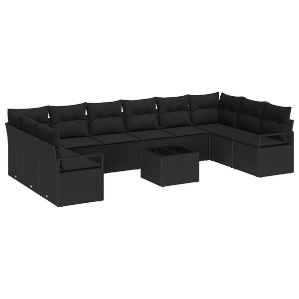 Ensemble de Canapés de Jardin vidaXL 11 pièces avec Coussins Beige Rattan Poly