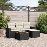 vidaXL Salon de jardin 5 Pièces avec coussins noir résine tressée