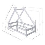 Lit cabane enfant TAHUKA 90 x 190 gris clair