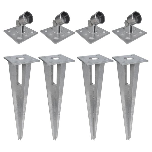 vidaXL Piquets de poteau d'appui 4 Pièces Acier