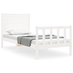 vidaXL Cadre de lit avec tête de lit blanc simple bois massif