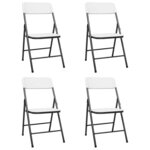 vidaXL Chaises de jardin pliables lot de 4 PEHD Blanc