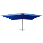 vidaXL Parasol de jardin en porte-à-faux avec mât en bois bleu azuré