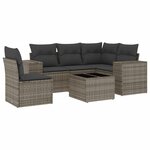 vidaXL Salon de jardin 6 Pièces avec coussins gris résine tressée