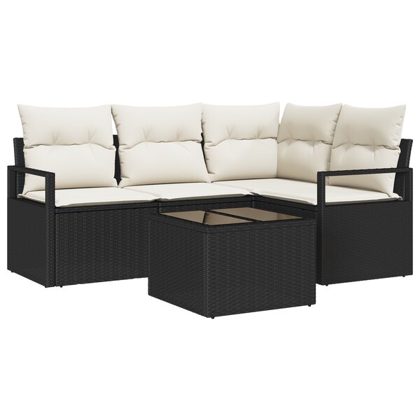 Ensemble de canapé de jardin de 4 pièces avec coussins en rattan poly marron